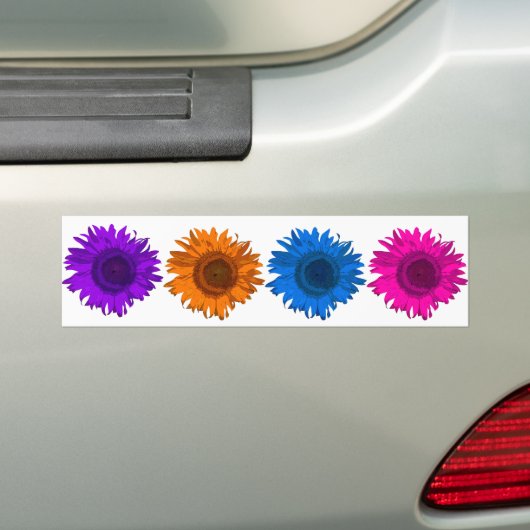 Kleurrijke Pop Art Flowers Bumpersticker (Op auto)