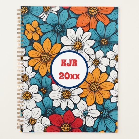 Kleurrijke Pop Art Flowers Planner (Voorkant)