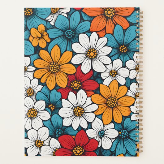 Kleurrijke Pop Art Flowers Planner (Achterkant)
