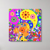 Kleurrijke Pop Art Flowers Retro Paisley Canvas Afdruk (Voorkant)