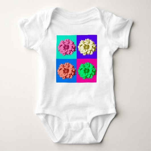 Kleurrijke Pop Art Flowers Romper (Voorkant)