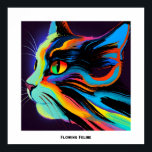 Kleurrijke Pop Art Flowing Feline Cat Poster<br><div class="desc">Dit afbeelding is een levendige en abstracte weergave van het uitzicht aan de zijkant van een kat. Het kunstwerk maakt gebruik van een dynamisch gebruik van kleuren, met gedurfde, verzadigde tinten variërend van neon greens en blues tot levendige rode en roze tinten. De penseelstreken zijn energiek en expressief, waardoor een...</div>