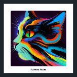 Kleurrijke Pop Art Flowing Feline Cat Poster<br><div class="desc">Dit afbeelding is een levendige en abstracte weergave van het uitzicht aan de zijkant van een kat. Het kunstwerk maakt gebruik van een dynamisch gebruik van kleuren, met gedurfde, verzadigde tinten variërend van neon greens en blues tot levendige rode en roze tinten. De penseelstreken zijn energiek en expressief, waardoor een...</div>