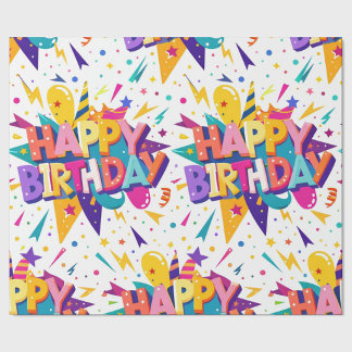 Kleurrijke Pop Art Gelukkig Verjaardag Cadeaupapier