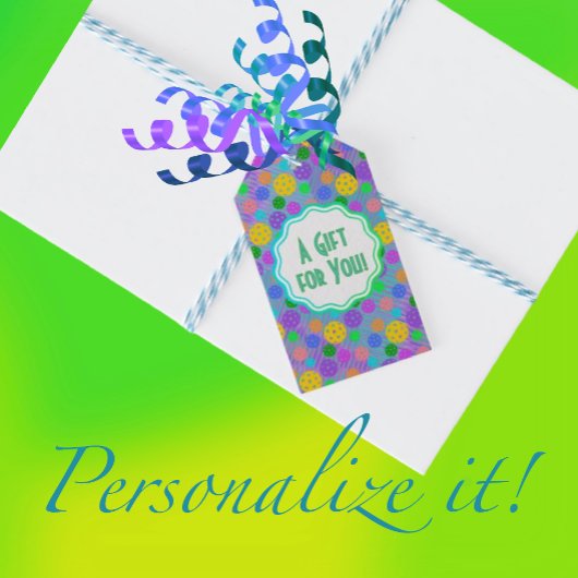 Kleurrijke Pop Art Gepersonaliseerde Pickleball Cadeaulabel