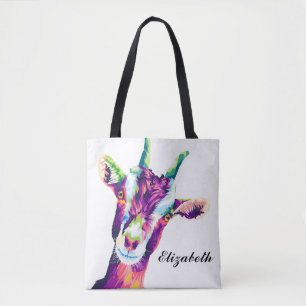 Kleurrijke Pop Art Goat Persoonlijke Canvas tas