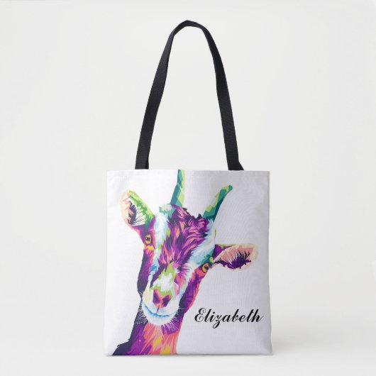 Kleurrijke Pop Art Goat Persoonlijke Canvas tas (Voorkant)