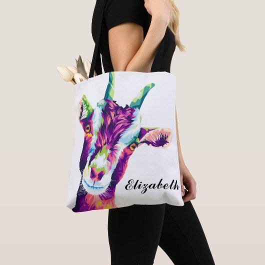 Kleurrijke Pop Art Goat Persoonlijke Canvas tas (Dichtbij)