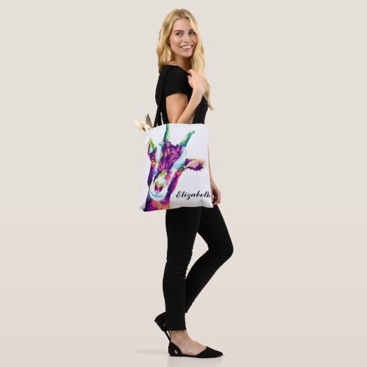Kleurrijke Pop Art Goat Persoonlijke Canvas tas (Op model)