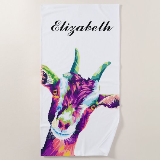 Kleurrijke Pop Art Goat Specialized Beach Towel Strandlaken (Voorkant)
