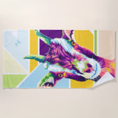 Kleurrijke Pop Art Goat Strandlaken (Voorkant)