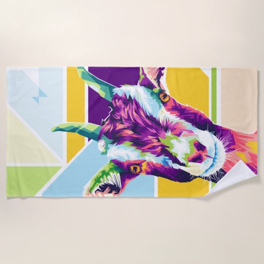 Kleurrijke Pop Art Goat Strandlaken (Voorkant)