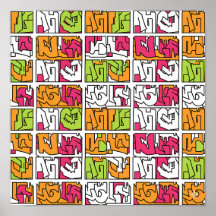 Kleurrijke Pop Art Graffiti Naadloos Stof en Papie