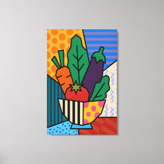 Kleurrijke Pop Art Groente Canvas | Retro Keuken Afdruk