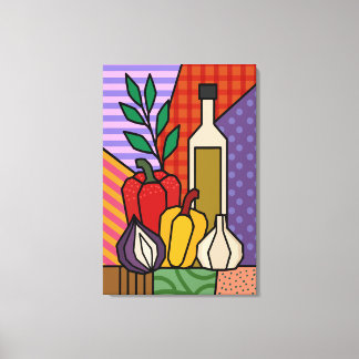 Kleurrijke Pop Art Groente Canvas | Retro Keuken Afdruk