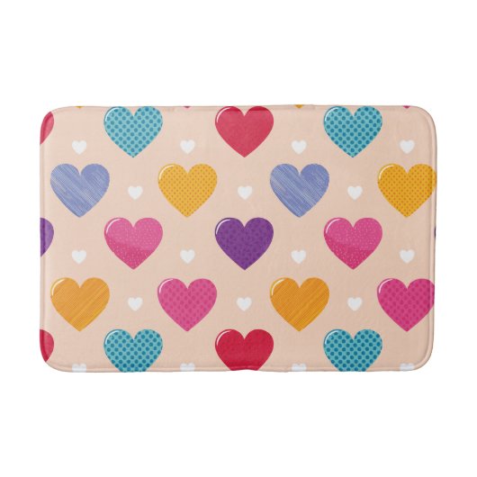 Kleurrijke Pop Art Heart Pattern Badmat (Voorkant)