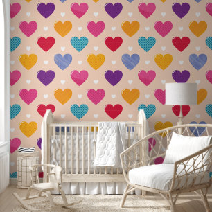 Kleurrijke Pop Art Heart Pattern Behang