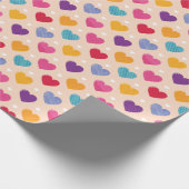 Kleurrijke Pop Art Heart Pattern Cadeaupapier (Hoek)