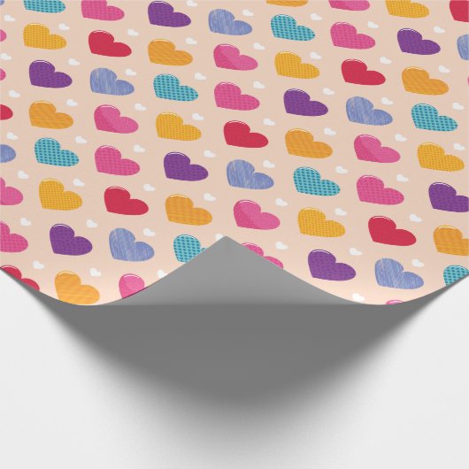 Kleurrijke Pop Art Heart Pattern Cadeaupapier (Hoek)