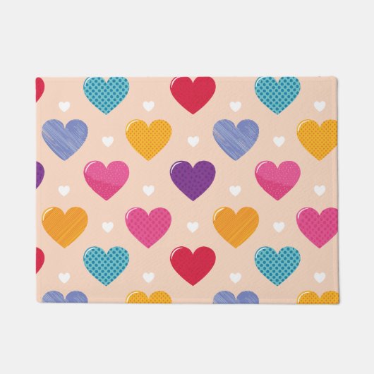 Kleurrijke Pop Art Heart Pattern Deurmat (Voorkant)