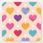 Kleurrijke Pop Art Heart Pattern Kartonnen Onderzetters (Voorkant)