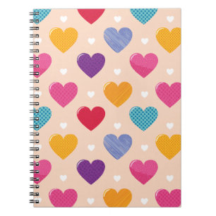 Kleurrijke Pop Art Heart Pattern Notitieboek