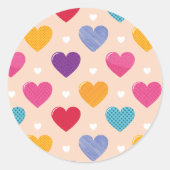 Kleurrijke Pop Art Heart Pattern Ronde Sticker (Voorkant)