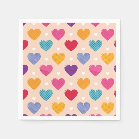 Kleurrijke Pop Art Heart Pattern Servet (Voorkant)
