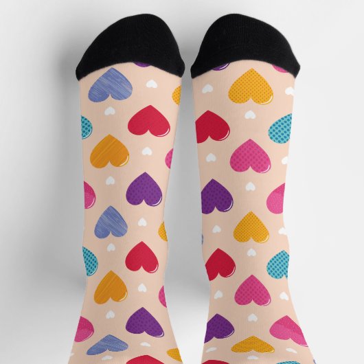 Kleurrijke Pop Art Heart Pattern Sokken (Top)
