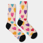 Kleurrijke Pop Art Heart Pattern Sokken (Rechts)