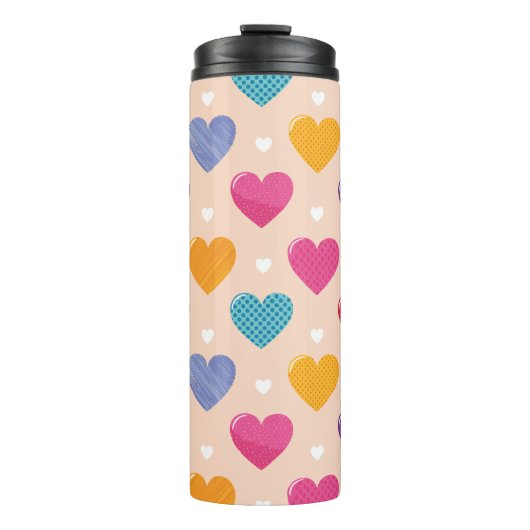 Kleurrijke Pop Art Heart Pattern Thermosbeker (Voorkant)
