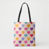 Kleurrijke Pop Art Heart Pattern Tote Bag (Voorkant)