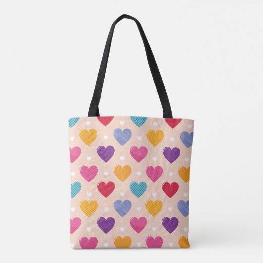 Kleurrijke Pop Art Heart Pattern Tote Bag (Achterkant)