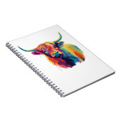 Kleurrijke Pop Art Highland Koe Classic T-shirt Notitieboek (Rechterzijde)