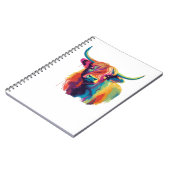 Kleurrijke Pop Art Highland Koe Classic T-shirt Notitieboek (Linkerzijde)