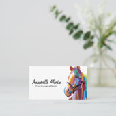 Kleurrijke Pop Art Horse Visitekaartje (Staand voorkant)