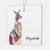 Kleurrijke Pop Art Kangoeroe gepersonaliseerd Keramisch Ornament (Links)