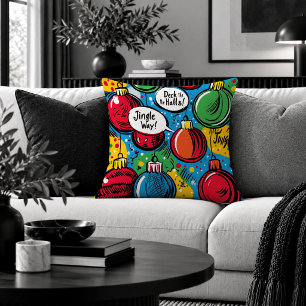 Kleurrijke Pop Art Kerst Ornament Worp Kussen
