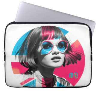Kleurrijke Pop Art Koele Meisje Retro Moderne Brit Laptop Sleeve