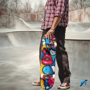 Kleurrijke Pop Art Lippen Design – Iconische Stede Persoonlijk Skateboard