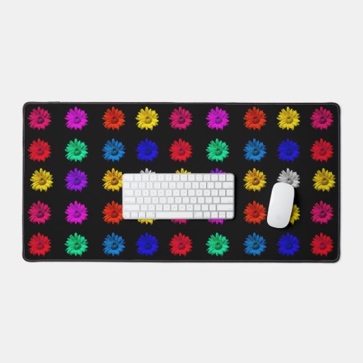 Kleurrijke Pop Art-madeliefjes Schattig Meisjesach Bureaumat (Keyboard & Muis)