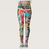 Kleurrijke Pop Art Mixed-Media Collage Leggings (Voorkant)