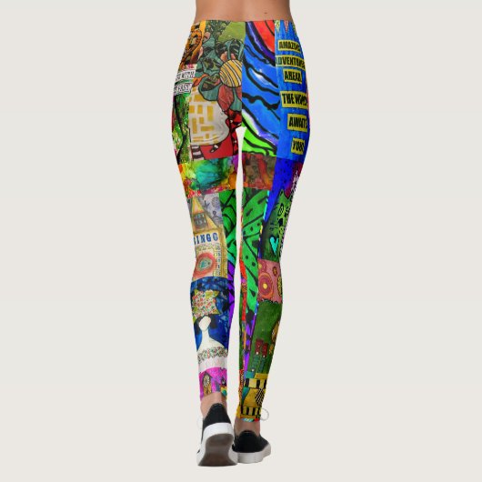 Kleurrijke Pop Art Mixed-Media Collage Leggings (Achterkant)