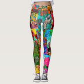 Kleurrijke Pop Art Mixed-Media Collage Leggings (Voorkant)