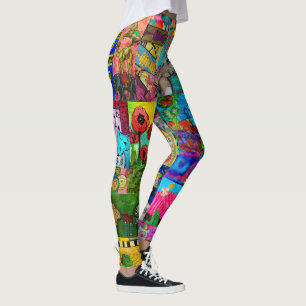Kleurrijke Pop Art Mixed-Media Collage Leggings