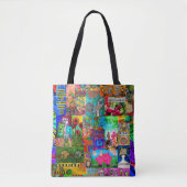 Kleurrijke Pop Art Mixed-Media Collage Tote Bag (Voorkant)