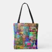 Kleurrijke Pop Art Mixed-Media Collage Tote Bag (Achterkant)