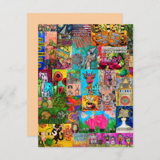 Kleurrijke Pop Art Mixed Media Wenskaart (Voorkant / Achterkant)