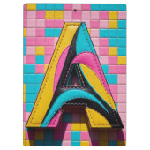 Kleurrijke Pop-Art-monogram “A” in luxe patchwork  Klembord (Achterkant)