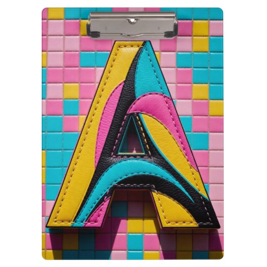 Kleurrijke Pop-Art-monogram “A” in luxe patchwork  Klembord (Voorkant)